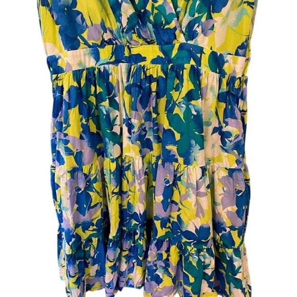 Taylor Blue Floral Printed A-Line V-Neck Dress Size Large - Picture 7 of 9